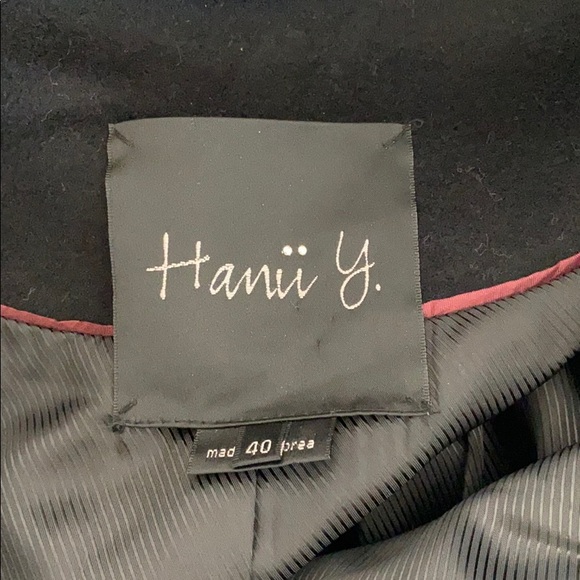 Hanii Y. Cropped Black Wool Cashmere Coat UK 40 - Picture 4 of 6